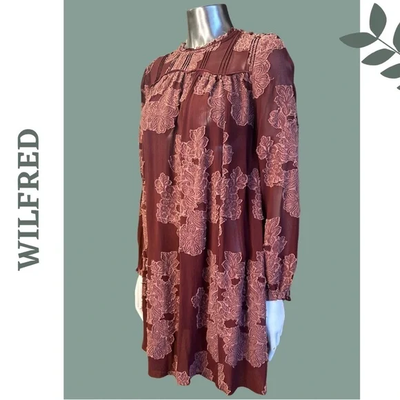 Wilfred Lace Overlay Mini Dress Silk Trim Romantic Burgundy Small - Picture 6 of 14